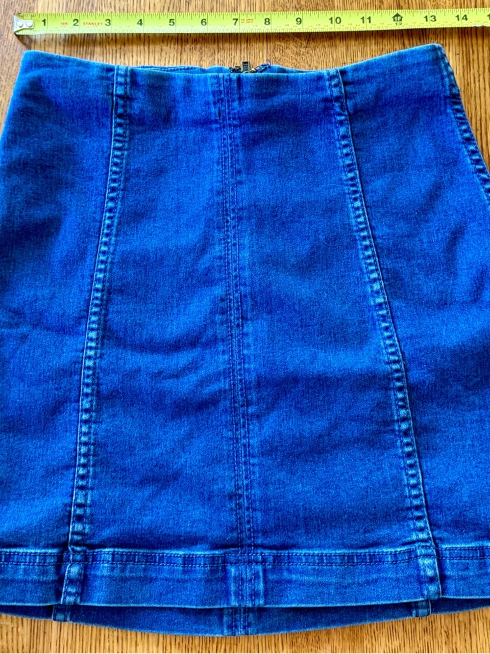Free People Denim Mini Skirt Blue High Rise Panel Detail Size 6 EUC
